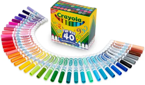 Crayola Marcadores Lavables Ultra Limpios (40 unidades), Marcadores de Colores para Niños, Set de Marcadores para Libros de Colorear, Rellenos de