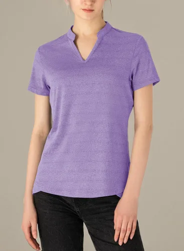 Miniatura 77 de Gopune Polo de golf con cuello en V para mujer, sin cuello, manga corta, ligera, de secado rápido, camisetas de tenis para correr
