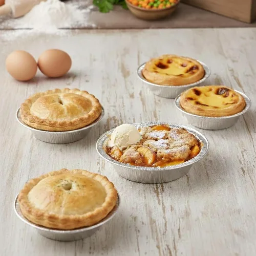 Miniatura 2 de 5 Inch Aluminum Pot Pie Pans (25 Pack) 7 oz Capacity, Disposable, For Tarts, Quiche & Chicken Pot Pies, Freezer Safe, Made in USA