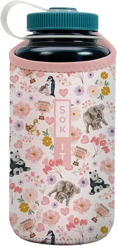 Miniatura 205 de Sok It BotlSok Funda para botella de agua con cubierta de neopreno aislante (Floral abstracto, se ajusta a CamelBak o Nalgene de 12 onzas)