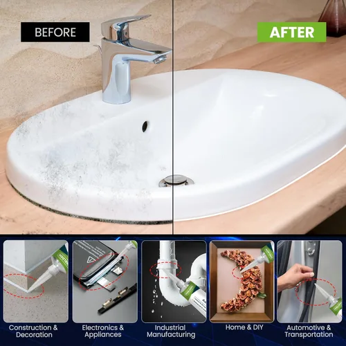 Miniatura 3 de SHIELDOM RTV Sellador Adhesivo de Silicona 100% Sellador de Silicona Masilla Multiusos Impermeable Adherencia Más Fuerte, Resistente al Encogimiento