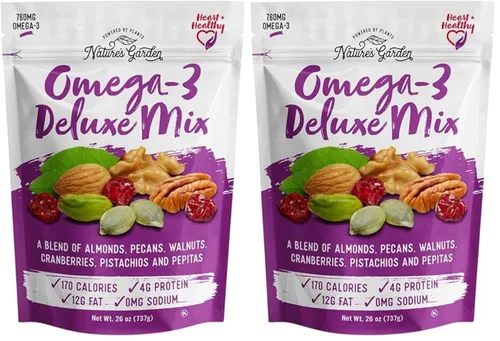 Miniatura 14 de Nature's Garden Mezcla de lujo Omega 3, Mezcla de frutos secos, Mezcla de nueces de lujo, saludable para el corazón, sin gluten, sin colesterol, sin