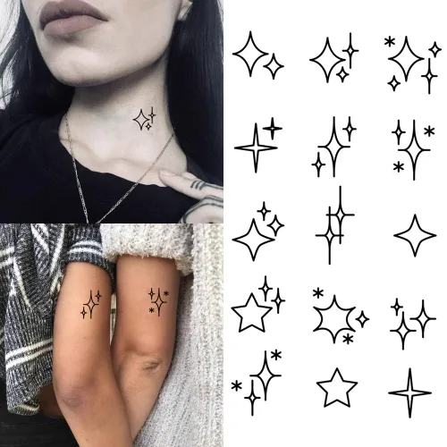 Miniatura 9 de Más de 50 hojas de tatuajes temporales pequeños geométricos pequeños para niños y adultos, pequeño símbolo de póquer, corazón estrella, tatuajes