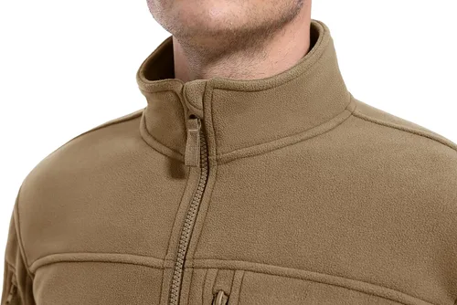 Miniatura 3 de CRYSULLY Chaqueta de forro polar táctica con cremallera completa para hombre, abrigo de invierno con múltiples bolsillos
