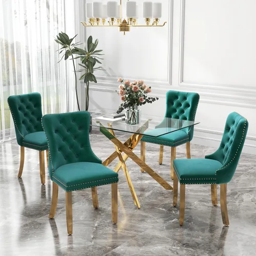 Miniatura 21 de Juego de comedor de 3 piezas con superficie de vidrio transparente, juego de comedor cuadrado minimalista moderno de 36'', juego de mesa de cocina