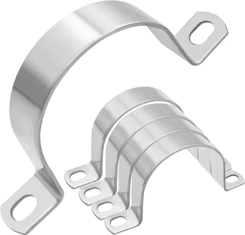 Paquete de 5 correas de tubo M60 de acero inoxidable 304 con abrazadera en U, 2 agujeros rígidos para tuberías (5 unidades, 2.236 pulgadas)
