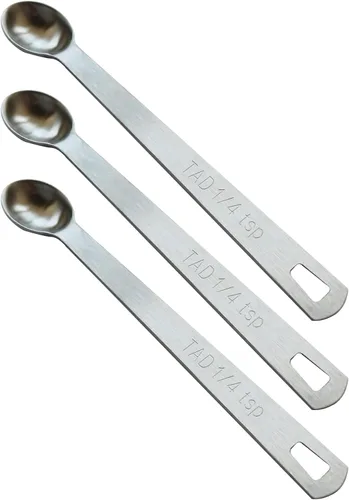 Miniatura 24 de 2 piezas 1/4 cucharadita (1/4 tsp, 1.25 ml, Tad) Cuchara de medición única pequeña, pequeñas cucharas de medida de acero inoxidable individuales