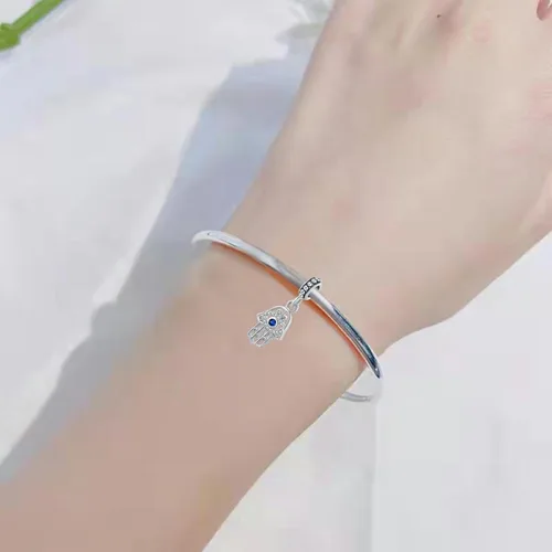 Miniatura 5 de NARTGO Amuleto de mano Hamsa de mal de ojo azul de buena suerte, compatible con pulseras Pandora