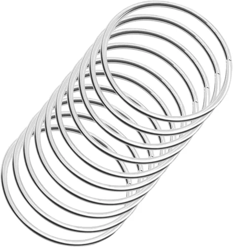 SUNTQ Anillo de macramé para atrapasueños, manualidades de metal, redondos, chapados en latón (plata, paquete de 10) (2 pulgadas, plateado)