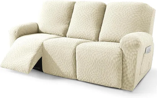Miniatura 12 de ZNSAYOTX 2026 Funda elástica para sillón reclinable de 3 piezas (61 cm-94 cm) Fundas súper suaves para silla reclinable con bolsillo grande y lazos