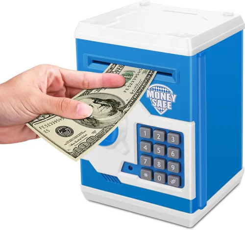 Miniatura 12 de Alcancía Electrónica de Cajero Automático con Contraseña de Dibujos Animados Lata de Monedas de Efectivo Puede Desplazar Automáticamente Billetes