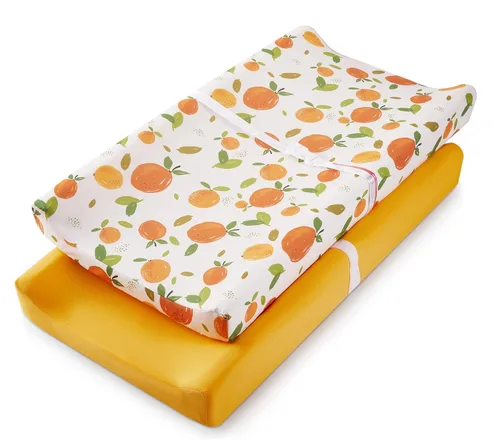 Miniatura 22 de TILLYOU Juego de funda para cambiador de pañales de material suave de jersey para niña, se adapta a almohadillas contorneadas de 32 pulgadas/34 x 16