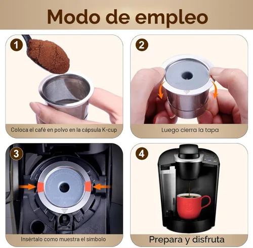 Miniatura 5 de RETHONE K Cup Cápsulas de café reutilizables, filtro de café de K Cup reutilizable de acero inoxidable compatible con cafeteras Keurig 1.0 y 2.0