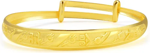 Miniatura 2 de CHOW SANG SANG Colección de regalos chinos 999.9 oro de 24 quilates precio por peso oro Longevidad y buena fortuna brazalete para regalo