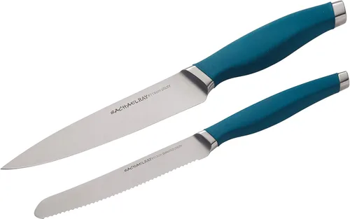 Miniatura 8 de Rachael Ray Juego de cuchillos japoneses de acero inoxidable con fundas, cuchillo de chef de 8 pulgadas, cuchillo Santoku de 5 pulgadas y cuchillo