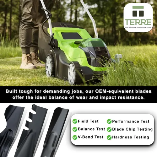 Miniatura 9 de Terre Products - Cuchilla para cortacésped estándar individual, cubierta de 16 pulgadas, compatible con Greenworks 25322, 25142, repuesto para 29512