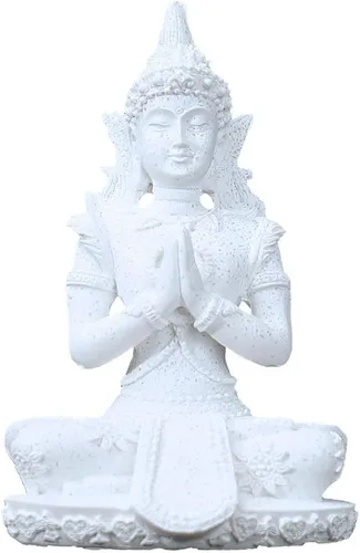 Estatua armoniosa de meditación de yoga de Buda blanca, escultura coleccionable de piedra arenisca artesanal, decoración de escultura de Feng Shui
