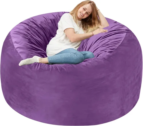 Miniatura 20 de Homguava - Sillón puff de 3 pies Sillón estilo puff grande de 3 pulgadas con relleno de espuma viscoelástica, sofá suave con funda de terciopelo