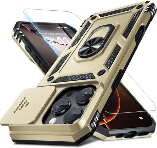 Miniatura 29 de Janmitta - Funda para iPhone 14 Pro con cubierta deslizante para lente de cámara incorporada + protector de pantalla, funda de cuerpo completo