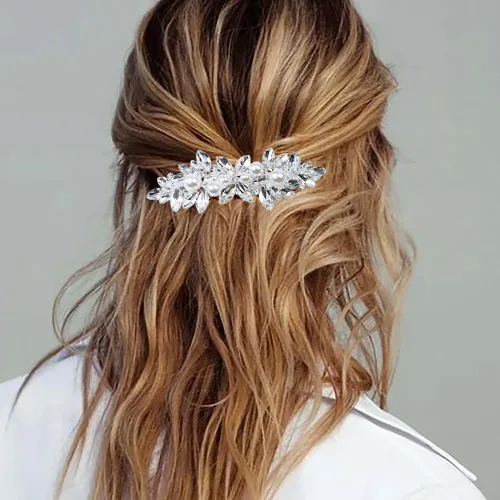 Miniatura 6 de 3 pinzas para el pelo nupcial con diamantes de imitación, horquillas de cristal, horquilla plateada, pasador de joyería para novias, damas de honor
