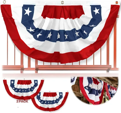 Miniatura 8 de Anley Bandera de abanico plisada de Estados Unidos, 3 x 6 pies, banderas patrióticas de Estados Unidos, estrellas y rayas patrióticas, color nítido