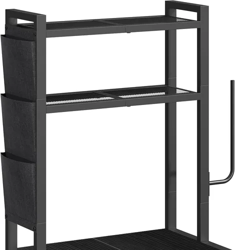 Miniatura 7 de MAHANCRIS - Estantería para panadería con mini nevera, soporte para microondas de 3 niveles, estación de barra de café con porta papeles, estante