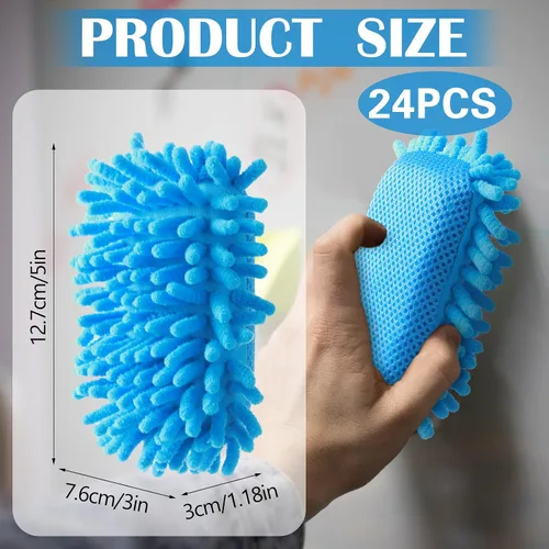 Miniatura 2 de Sherr 24 borradores magnéticos de pizarra blanca, borradores de microfibra, lavables, para pizarra blanca, para tiza, oficina en casa (azul)