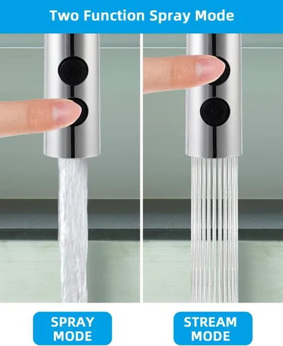 Miniatura 2 de Hibbent Rociador Extraíble para Fregadero, Cabezal de Grifo de Cocina de 2 Funciones, Cabezal de Rociador Retráctil para Baño con Conector Macho
