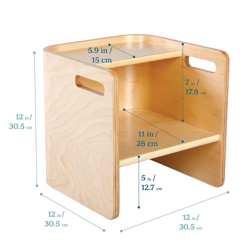 Miniatura 2 de ECR4Kids Silla cúbica multiusos de madera curvada, muebles para niños, natural