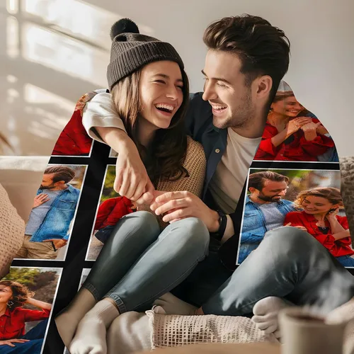 Miniatura 3 de Manta personalizada con imagen, manta personalizada con texto de fotos, manta de fotos personalizada para mamá, papá, hermana, amigos, para 9 fotos
