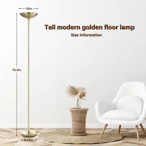 Miniatura 7 de BoostArea Lámpara de pie, lámpara de pie Torchiere, lámpara de pie alta LED de 20 W, 2000 lm, regulable continuo, control táctil, vida útil de 50000