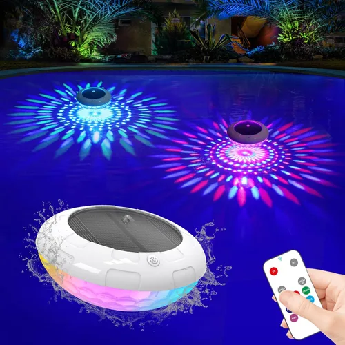 Luces de piscina flotantes con energía solar, luces de piscina de 6.5" con colores RGB vibrantes que flotan con efectos de iluminación dinámica, luz
