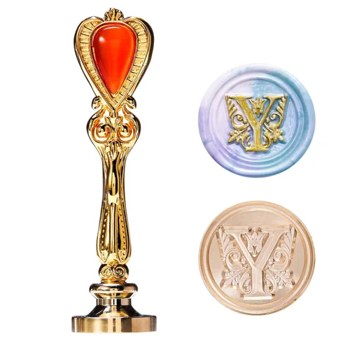 Sello de cera de sellado con letra Y, sello de cera del alfabeto Lucky Goddness Y, dorado
