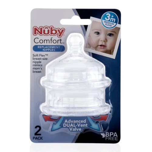 Miniatura 2 de Nuby 2 pezones cómodos de flujo medio