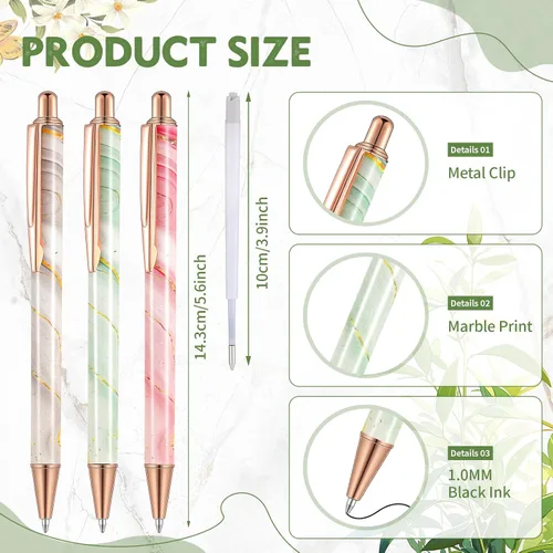 Miniatura 3 de Sherr 7 bolígrafos elegantes para mujer, lindos bolígrafos de purpurina brillantes con 10 recambios de tinta negra, bonitos regalos para niñas