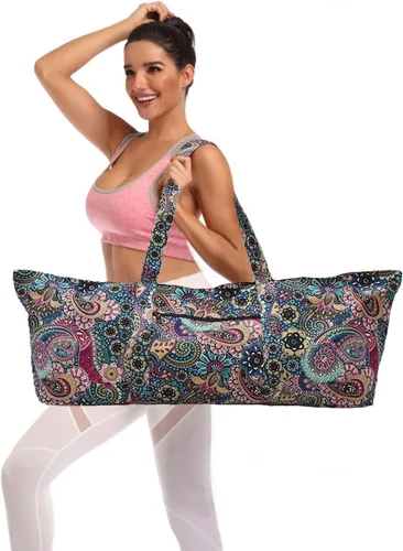 IwIeIaIrI Bolsa para esterilla de yoga para mujeres con bolsillo grande y bolsillo con cierre, accesorios para regalos de yoga con correa de hombro