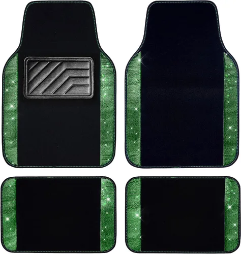 Miniatura 11 de CAR PASS - Alfombras de coche con diamantes brillantes, alfombrillas de suelo de diamantes de imitación con purpurina brillante con almohadilla