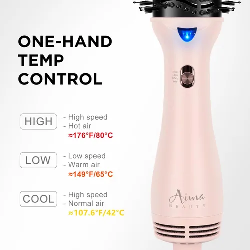 Miniatura 7 de Aima Beauty - Cepillo secador de pelo, secador de pelo de un solo paso y voluminizador con iones negativos para reducir el encrespamiento y la Rosa
