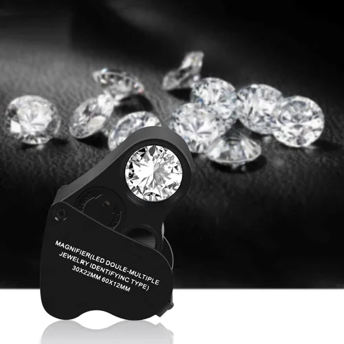 Miniatura 5 de HMKIS Lupa Jewelers, paquete de 2 lupas con luz, 30 x 60 x 90 x 20 aumentos de bucle con 20 baterías de respaldo para monedas, diamantes, gemas