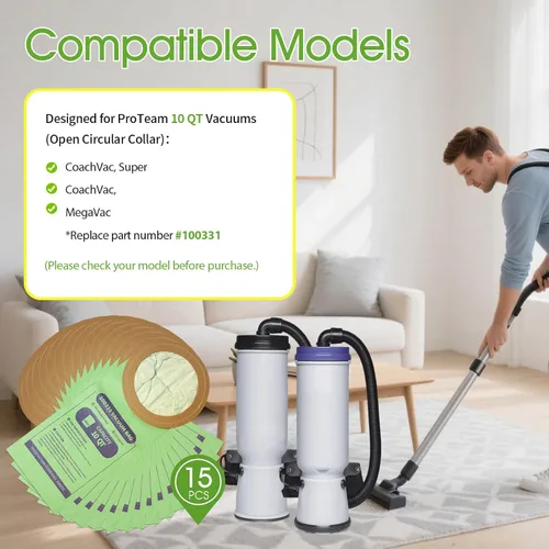 Miniatura 7 de Gudotra Paquete de 15 bolsas de vacío de microfiltro 100331 compatibles con Pro Team LineVacer Coachvac Super CoachVac y MegaVac Mochilas