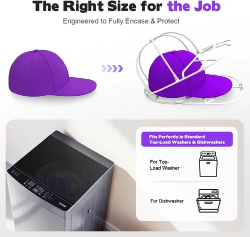 Miniatura 5 de Jaula Lavadora de Sombreros para Lavadora - Soporte Limpiador de Gorras de Béisbol, Lavado de Gorras, Seguro para Lavavajillas, Perfecto