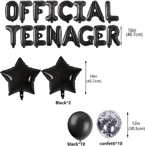 Miniatura 4 de Decoraciones oficiales de cumpleaños número 13 para adolescentes, globos de papel de aluminio con estrella del número 13, globos de confeti
