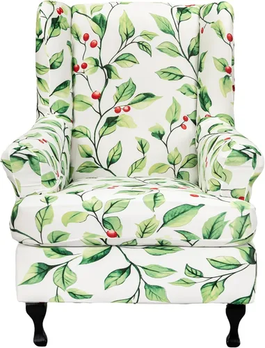 Miniatura 14 de NILUOH Funda para silla Wingback, 2 piezas, fundas elásticas de elastano para silla con respaldo de ala, funda lavable para sillones con respaldo
