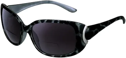Miniatura 8 de proSPORT Lentes de sol bifocales para mujer, diseño moderno de guepardo, dorado, plateado, de gran tamaño, Jackie O, degradado, negro, tortuga