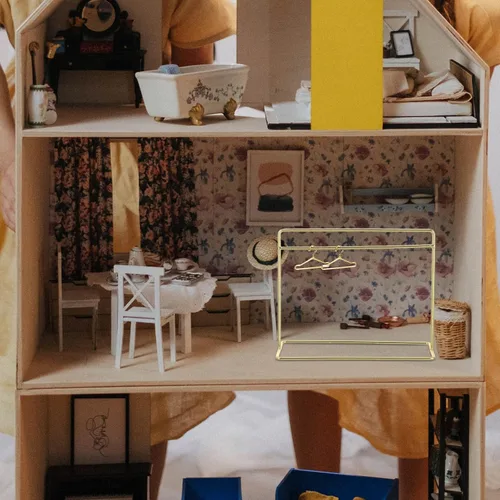 Miniatura 6 de NUOBESTY Perchero para casa de muñecas, mini soporte de exhibición de metal para casa de muñecas para accesorios de muñecas y decoración de armario