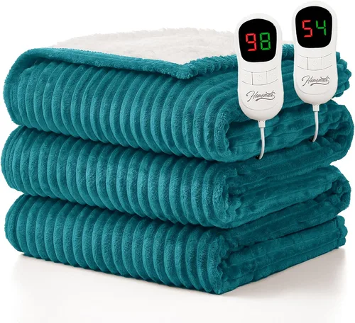 Miniatura 40 de Homemate Manta térmica eléctrica de 50 x 60 pulgadas, manta térmica de 1/2/4/6/8 horas de apagado automático, 10 niveles de calor, protección contra