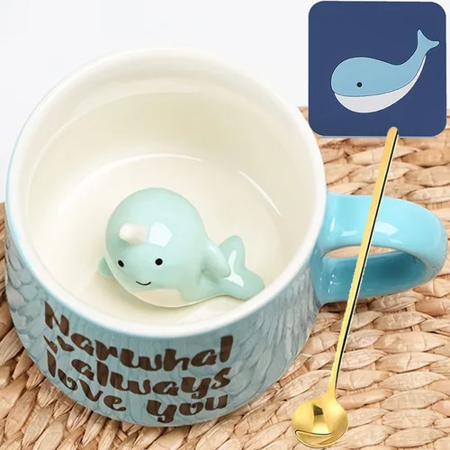 Miniatura 8 de Arawat Bonita taza de café de alpaca con interior de alpacas divertido estampado de alpaca, tazas de café de 11.8 fl oz con cuchara, tazas de té
