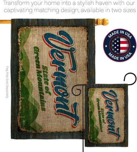Miniatura 4 de Americana Home & Garden Vermont Vintage Burlap Garden House Flag Set Regional States American Territories Republic Country Particular Area