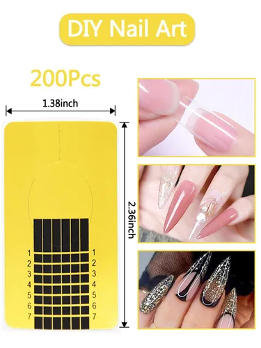 Miniatura 5 de 200 piezas de formas de uñas para uñas acrílicas, formas de uñas acrílicas rectangulares, guía de formularios de extensión de uñas para poligel