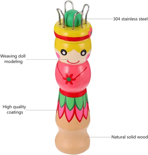 Miniatura 3 de Carrete de tejer francés Herramienta de tejer de madera Hilo de madera para hacer punto de muñeca Carfts Tejedor de madera con aguja
